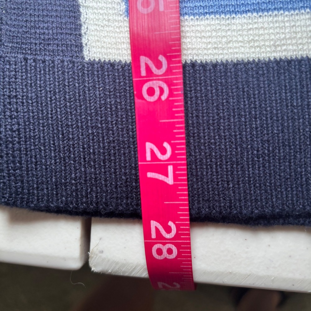Talbots NWT Navy Blue Crewneck Heavy Knit Poncho M/L Medium Large Striped‎ - Picture 7 of 7